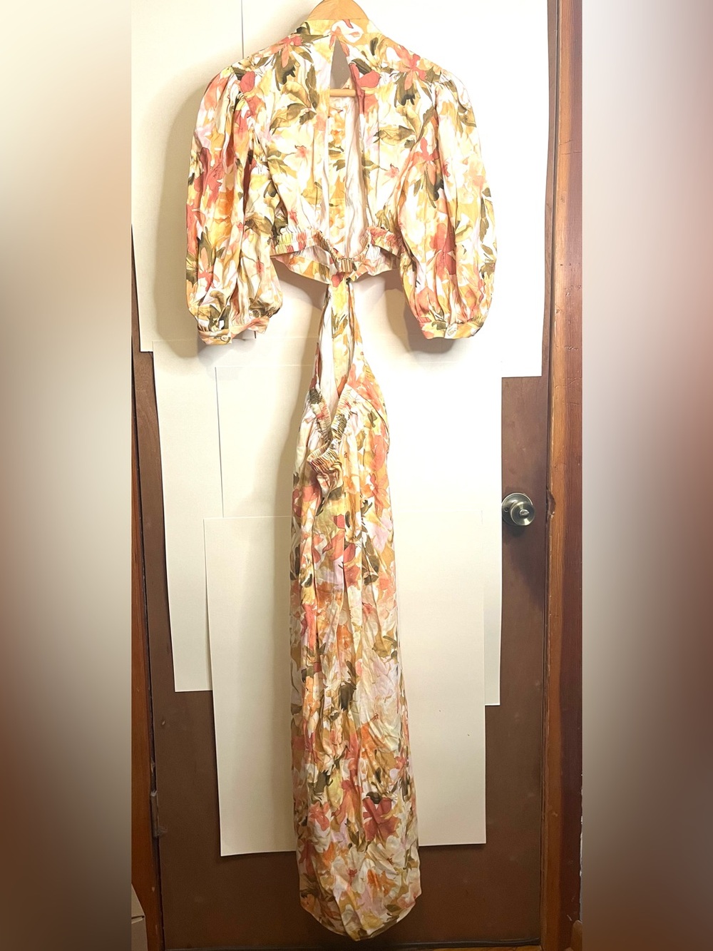 Significant Other Women’s Size 8 Svana Linen Blend Watercolor Floral Maxi Dress - Picture 4 of 14